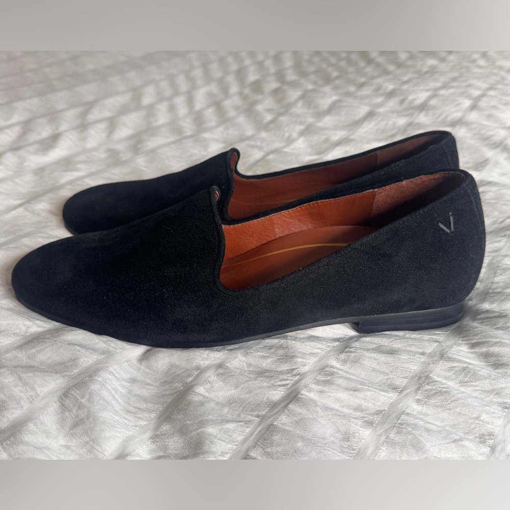Vionic Willa Black Suede Loafers 8 Comfort Slip-On Business Casual Shoes New